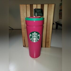Starbucks Pink Tumbler with Green Lid